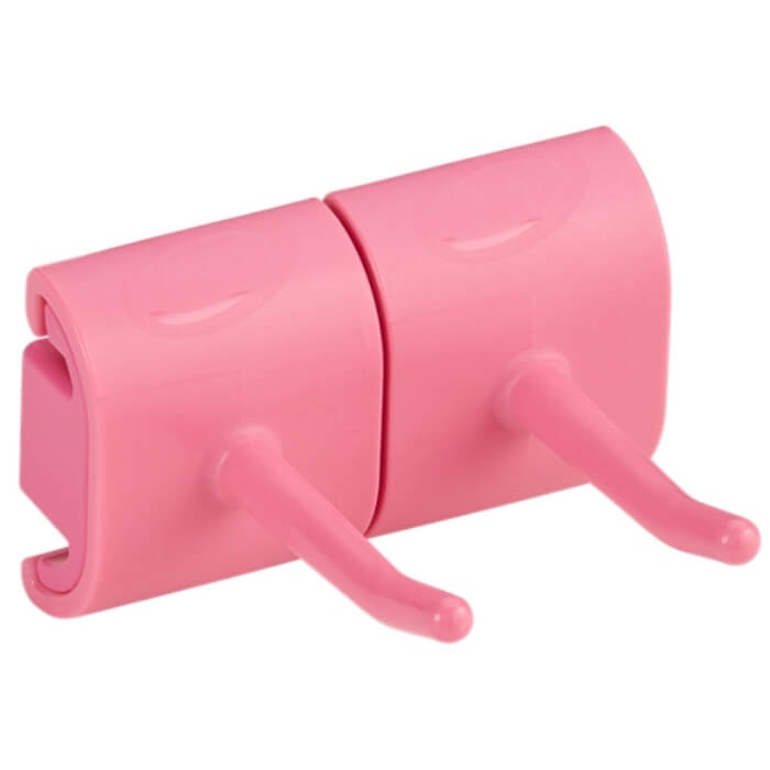 Vikan Wandbeugel Dubbele Haak Module 82mm roze