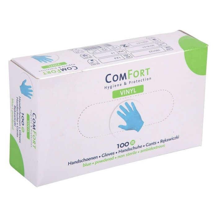 Comfort Vinyl Handschoenen, blauw, M